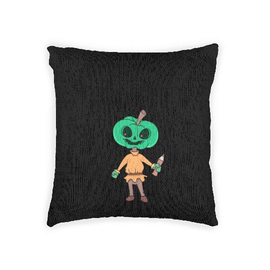 Halloween pumpkin teacher Woven Pillows