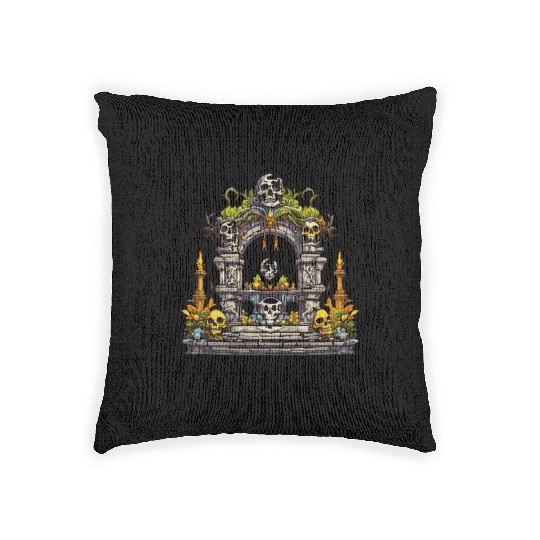 Tarot Card Death Memento Mori Skull Design Woven Pillows