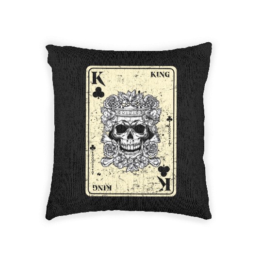 King of Clubs Poker Card Game Gothic Horror Woven Pillows