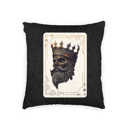 Creepy Card Game King Spades Poker Nightmare Woven Pillows