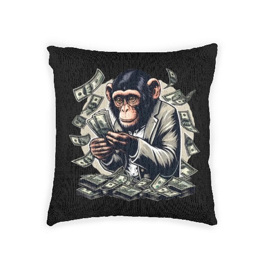 Enterprising monkey - money-counting Woven Pillows