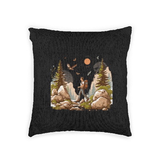 Rock Collecting Dad Nature Wilderness Adventure Woven Pillows