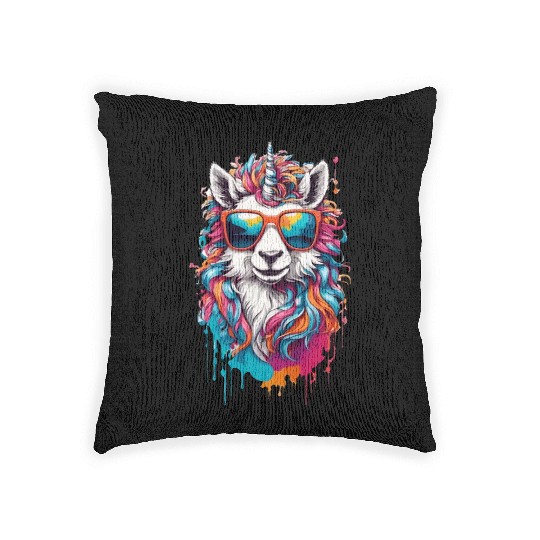 Sparkling Horse Rainbow Unicorn Pony Woven Pillows