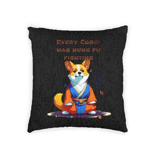 Every corgi was kung fu fighting Woven Pillows
