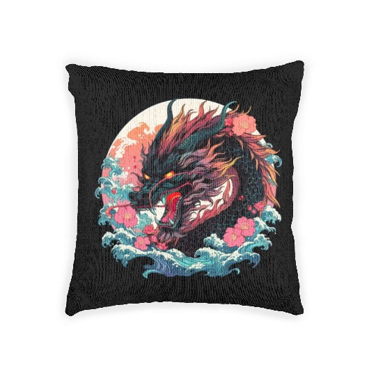 Tokyo Asia 80s Japanese Retro Dragon Dragon Woven Pillows