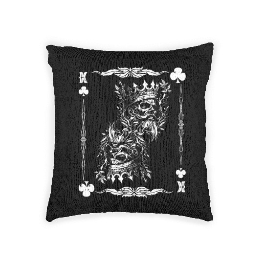 Gothic Card Game Clubs King Creepy Woven Pillows
