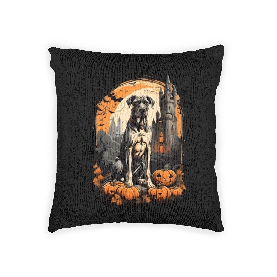 A Great Dane Halloween Adventure Woven Pillows