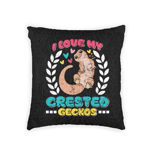 Reptile Lover Lizard Collector Crestie Crested Woven Pillows