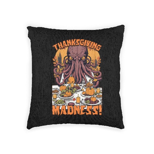 Autumn Feast with Cthulhu - Thanksgiving Madness Woven Pillows