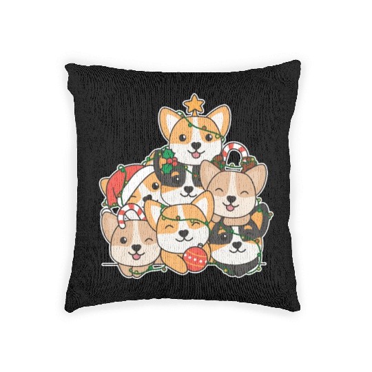 Corgi Christmas Tree Funny Animal Christmas Woven Pillows