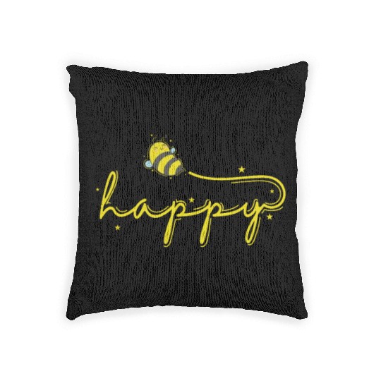 Happy Bee Animals Nature Beekeeper Woven Pillows