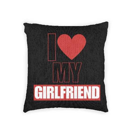 i love my girlfriend Woven Pillows