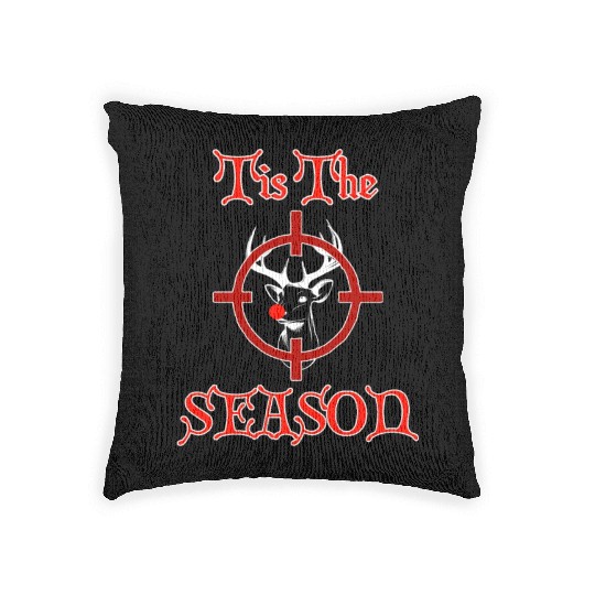 Funny Redneck Deer Hunting Christmas Design Woven Pillows