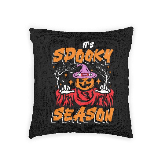 It's spooky season | scary halloween fun Woven Pillows