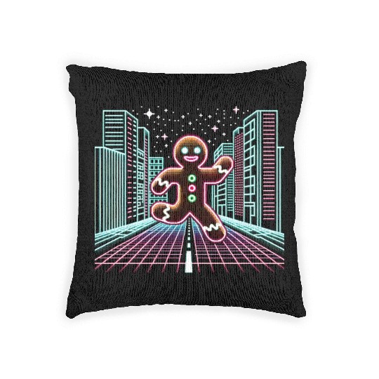 The Gingerbread Sprinter - Retro Arcade Holiday Woven Pillows