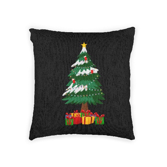 Merry Christmas Tree with Surprise Presents Boxes Woven Pillows