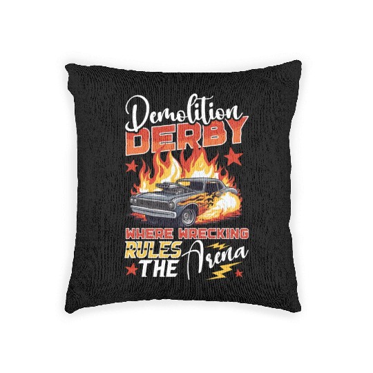 Demo Derby Demolition Derby Demolition Derby Lover Woven Pillows