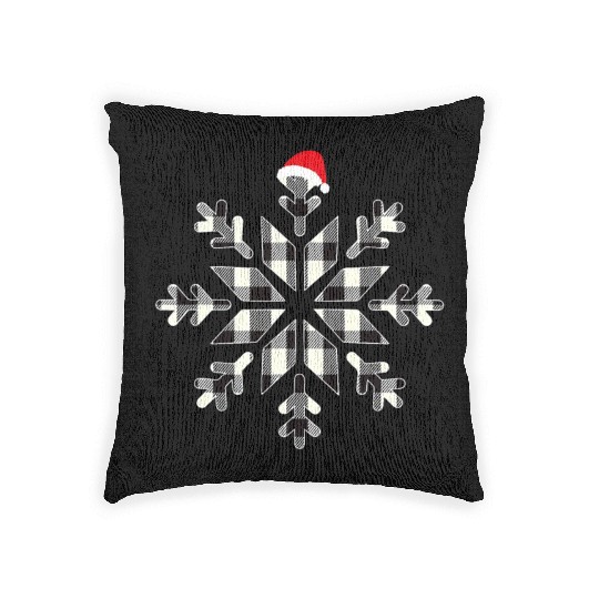 White Black Christmas Buffalo Plaid Snowflakes Woven Pillows