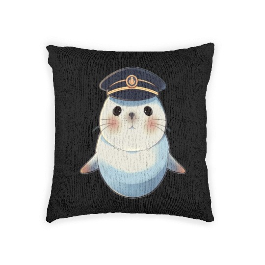 Seal Sailor Cap Boat Captain Cap Boating Seal Woven Pillows