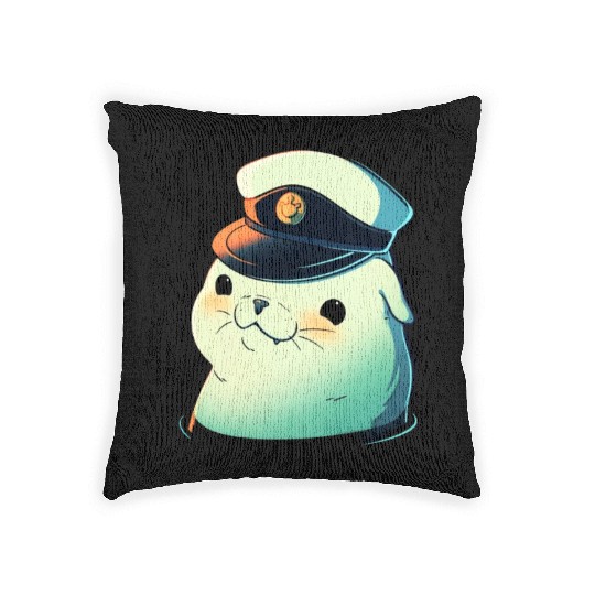 Seal Sailor Cap Boat Captain Cap Boating Seal Woven Pillows