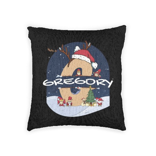 Awesome Gregory Name w Santa Hat in Xmas Theme Woven Pillows