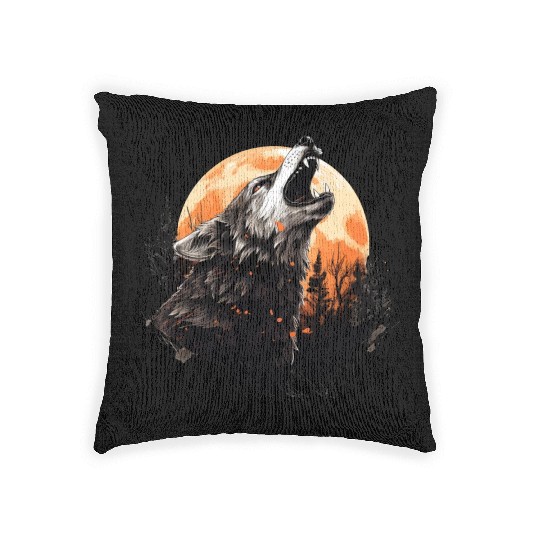Halloween wolf Woven Pillows