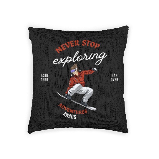 "Winter Wonderland Thrills: Snowboarder's Paradise Woven Pillows