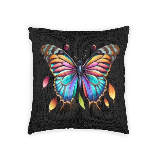 Colorful artistic butterfly Woven Pillows