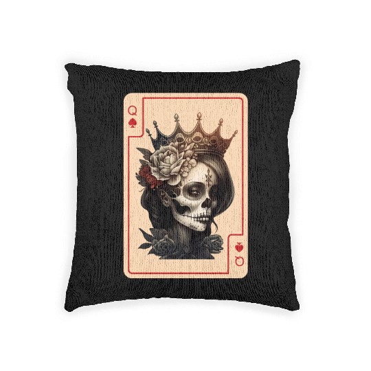 Gothic Halloween Card Game Creepy Poker Cards Woven Pillows
