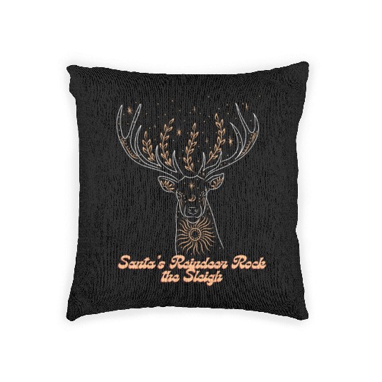 Santa s Reindeer Rock the Sleigh Woven Pillows