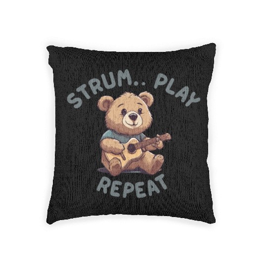 Guitarist Guitar Player Bear Lover Woven Pillows