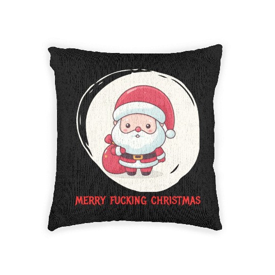 Cute Bad Santa Woven Pillows