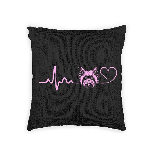 Yorkshire Terrier Dog Lover Yorkie Heartbeat Woven Pillows
