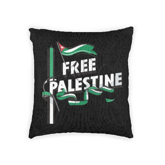 I Love Free Palestine Flag Save Gaza Woven Pillows