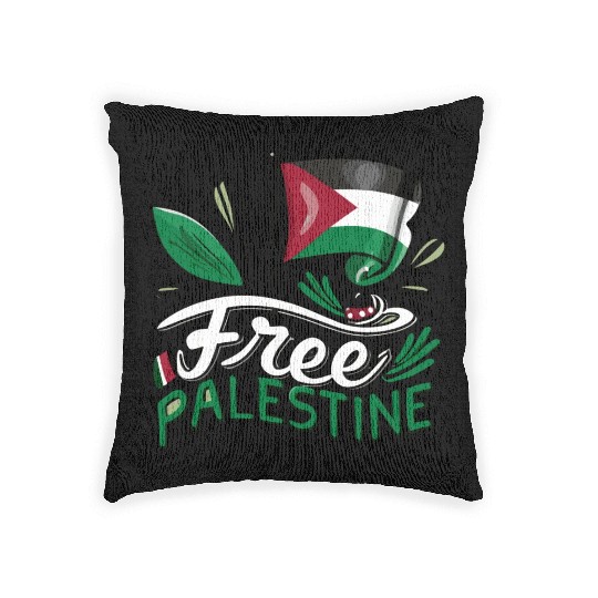 I Love Free Palestine Flag Save Gaza Palestinian Woven Pillows