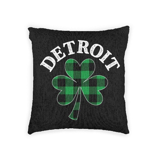 Detroit Michigan Irish Shamrock St Patrick s Day Woven Pillows