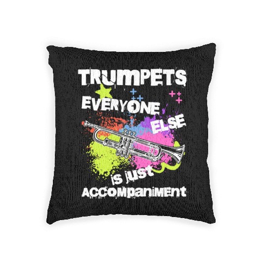 Funny Trumpet Player Music Teacher Marching Band Woven Pillows