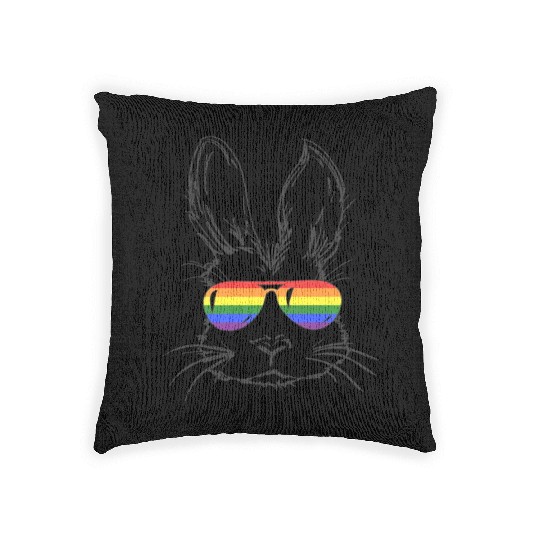 Bunny Face With Sunglasses Woven Pillows