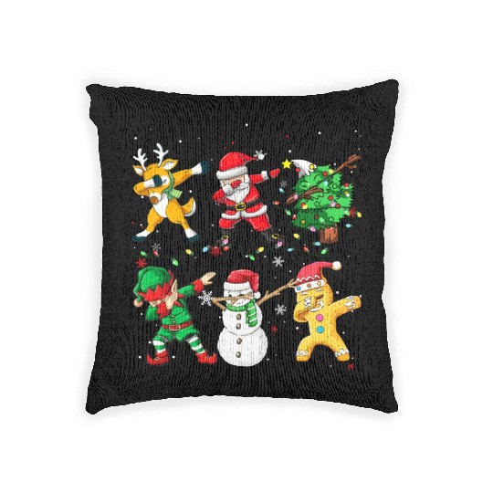 Dabbing Santa Elf Friends Christmas Boys Girls Men Woven Pillows