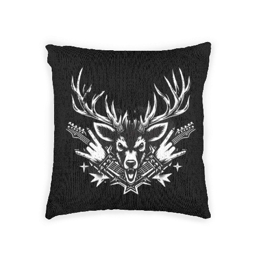 Punk Rock Reindeer Woven Pillows