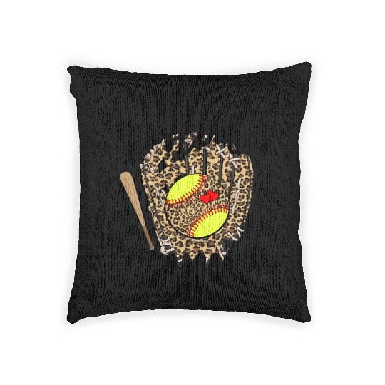 Softball Mamaw Leopard Game Day Softball Lover Woven Pillows