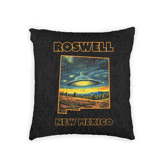 New Mexico Roswell - Alien Saucer Woven Pillows