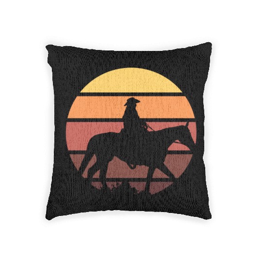 Western Cowboy Horse Rider Woven Pillows