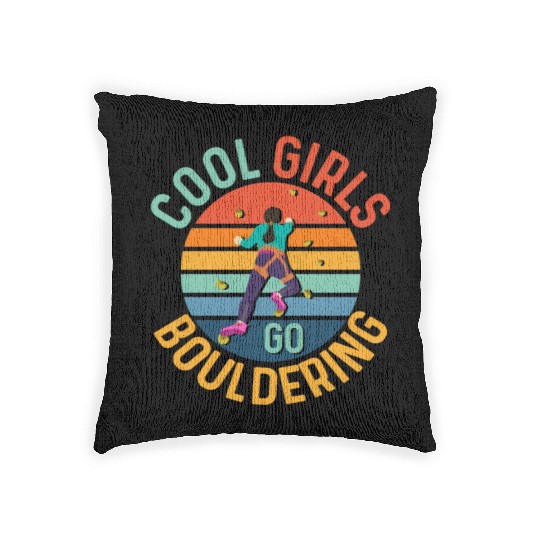 Cool Girls Go Bouldering Boulder Climbing Woven Pillows