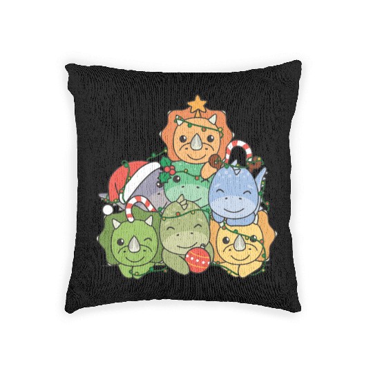 Dinosaur Christmas Tree Funny Animal Woven Pillows