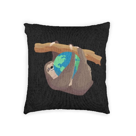 Forest Sloth Animal Embrace Mother Earth Day Woven Pillows