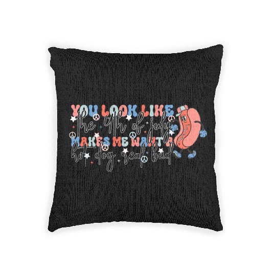 4th of july makes me want a hot dog real bad Woven Pillows