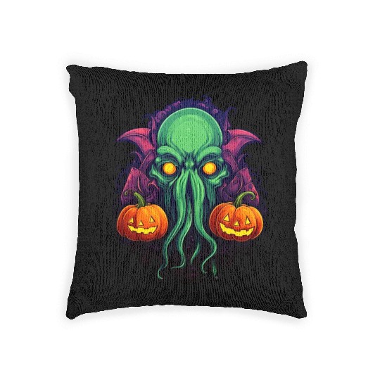 Halloween with Cthulhu Woven Pillows