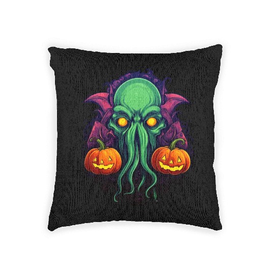 Halloween with Cthulhu Woven Pillows