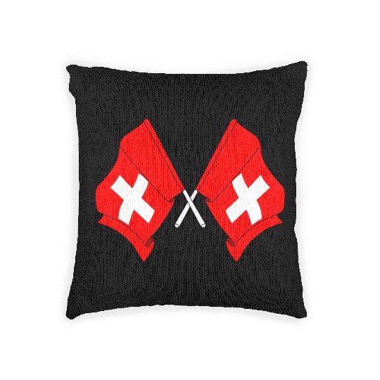 Two flags of Switzerland crossed Woven Pillows